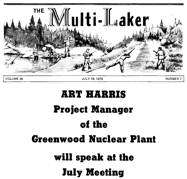 Greenwood Nuclear Power Plant (Cancelled) - July 1979 Edition Of Multi-Laker Newsletter